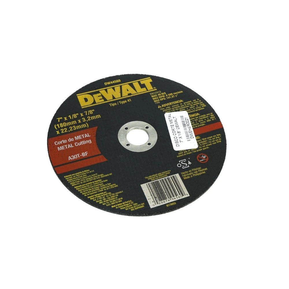 Disco corte metal 7 x 1/8 dewalt