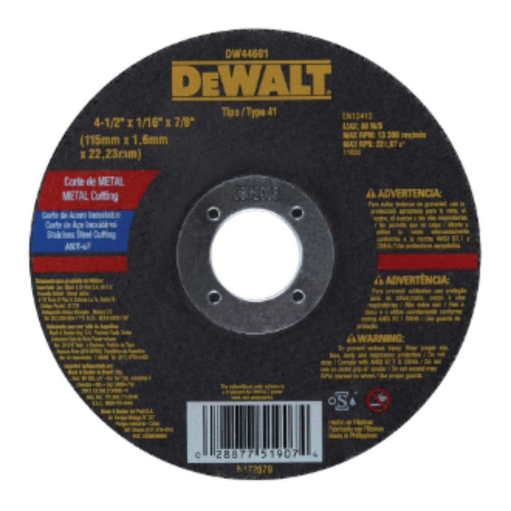 Disco corte inox 4-1/2 x 1/16 dewalt