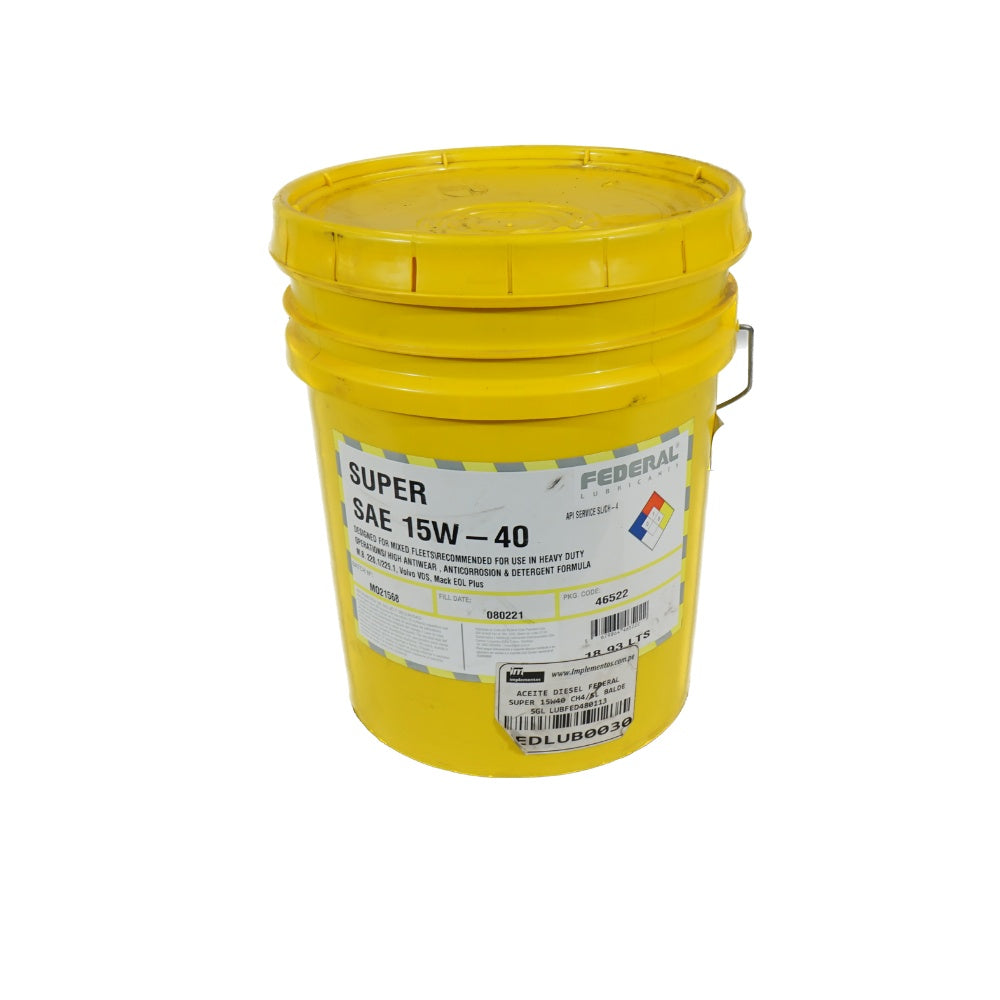 Aceite diesel federal super 15w40 api ch4/sl 5gl