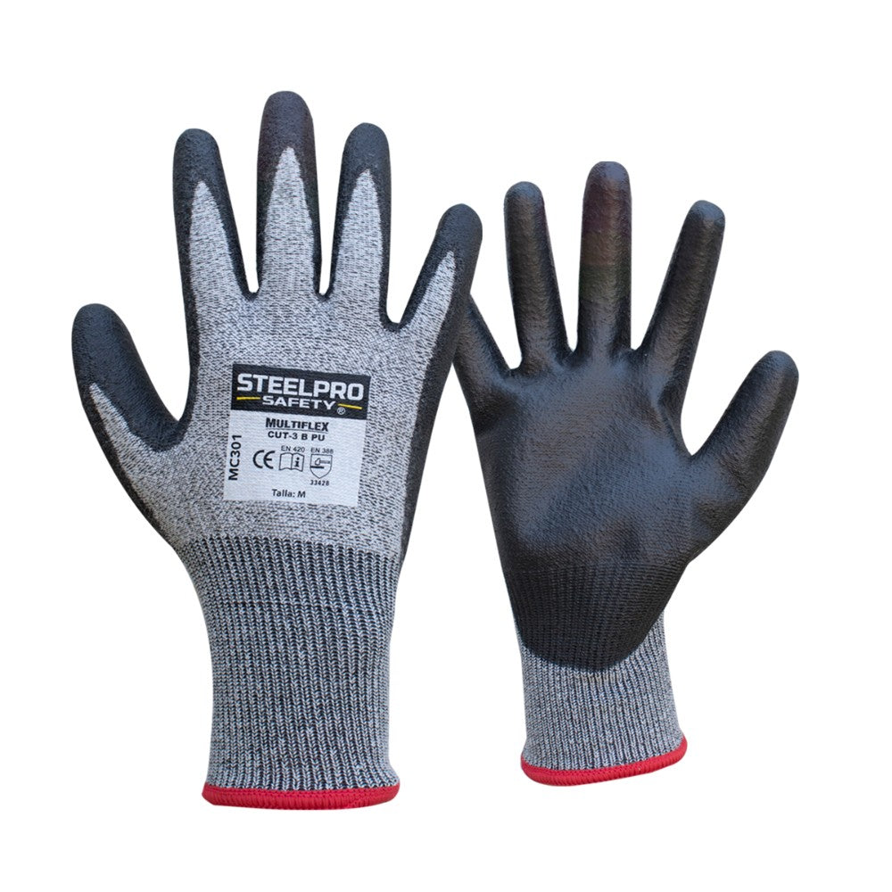 Guante multiflex cut-3 gris/negro l multiusos
