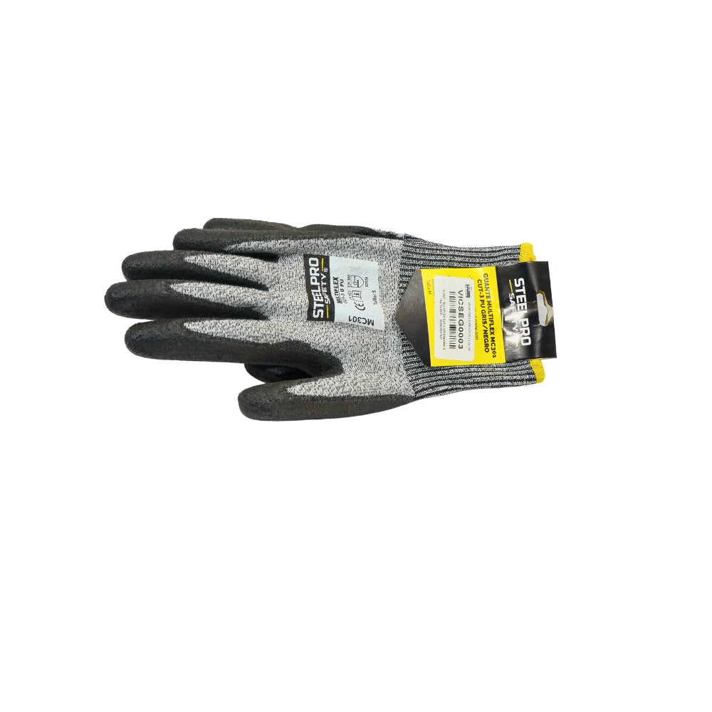 Guante multiflex cut-3 gris/negro s multiusos