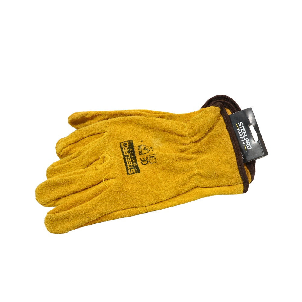 Guante cuero carnaza mostaza steelpro pack 6 pares