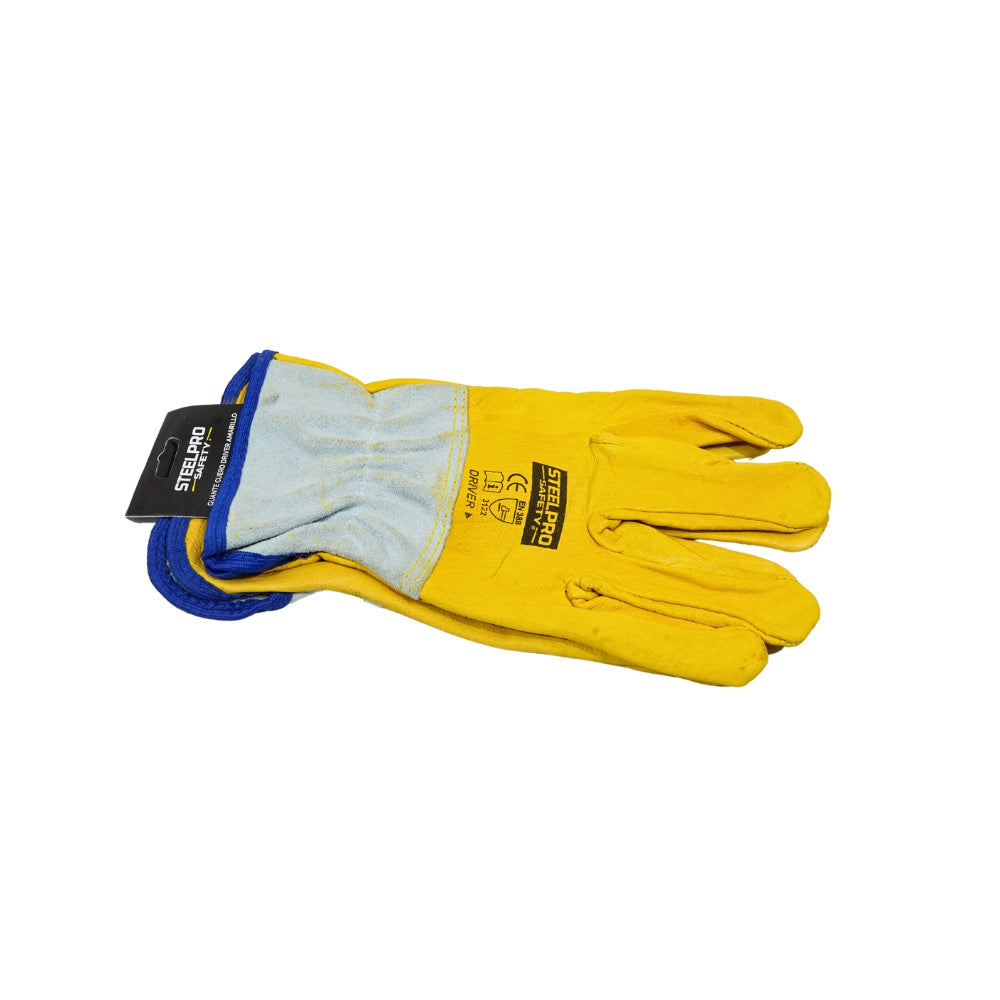Guante cuero driver amarillo steelpro x 3 pares
