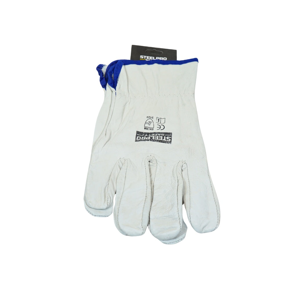 Guante cuero puño corto blanco steelpro pack x 3 p