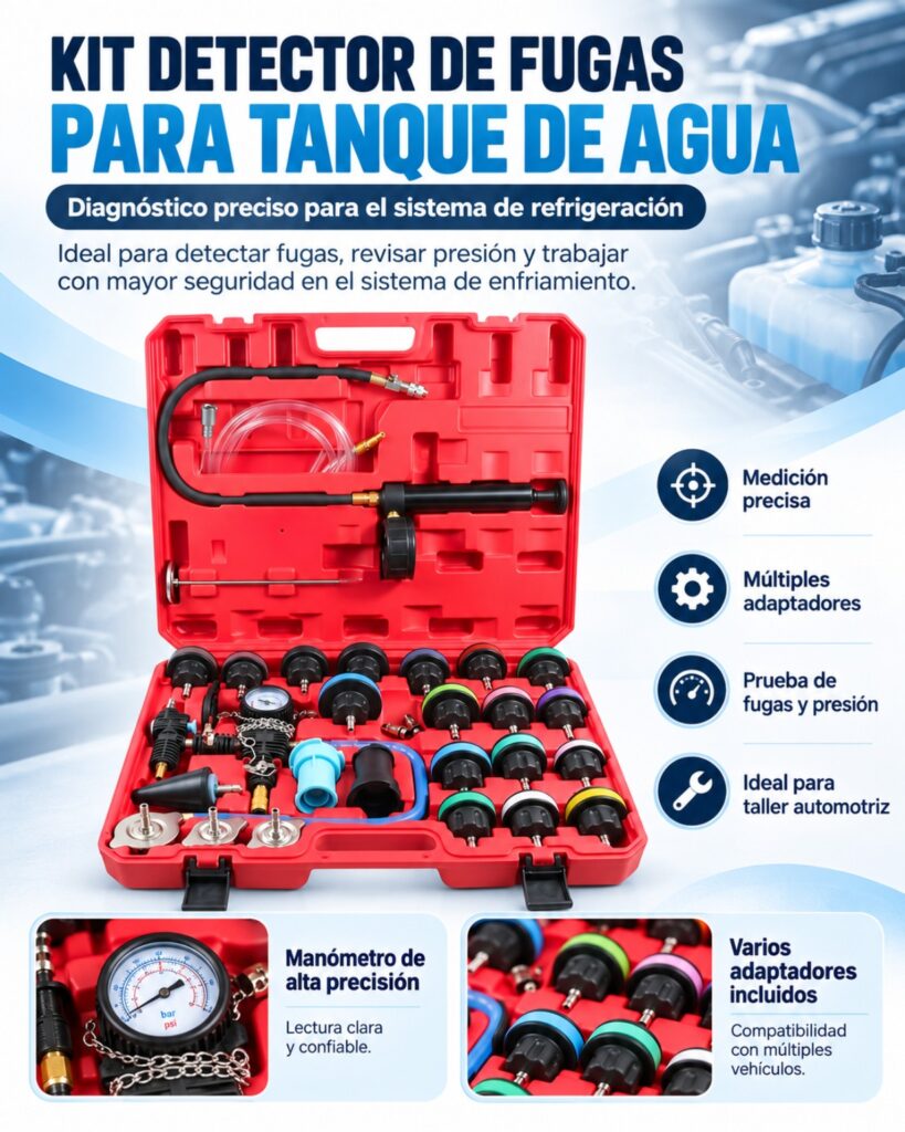 Kit Detector de Fugas y Probador de Presión para Radiador y Tanque de Agua