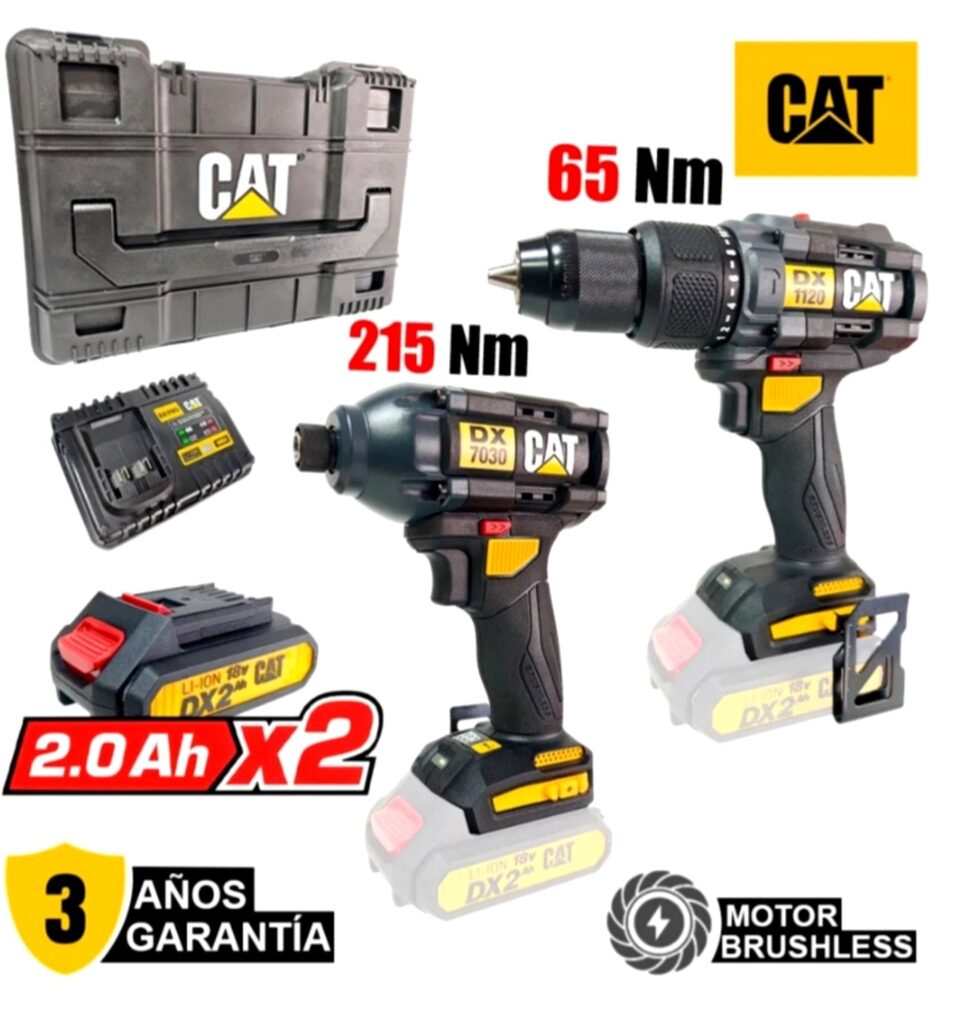 Combo CAT DX1120 + DX7030 – Taladro Percutor y Atornillador de Impacto 18V Brushless