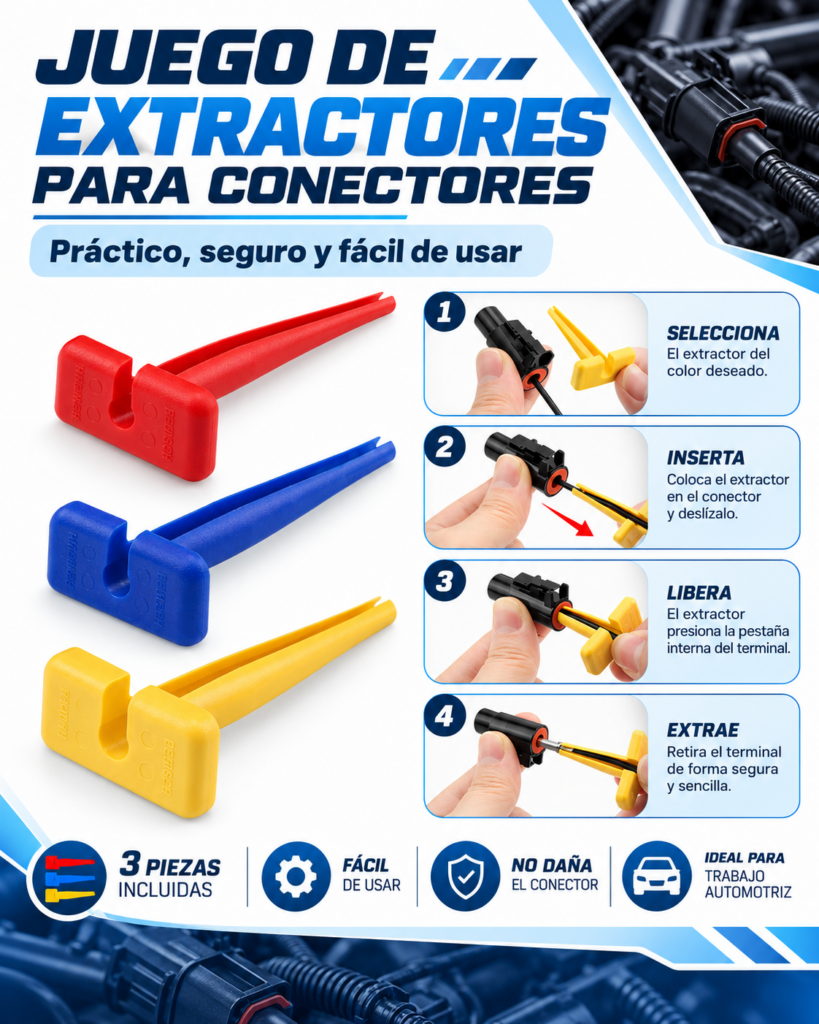 Extractor de pines y terminales automotrices — 1 unidad