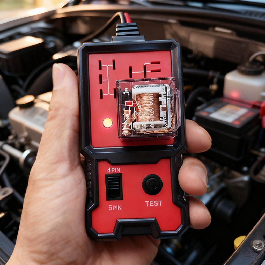 Probador de relés automotrices rojo — 4 y 5 pines