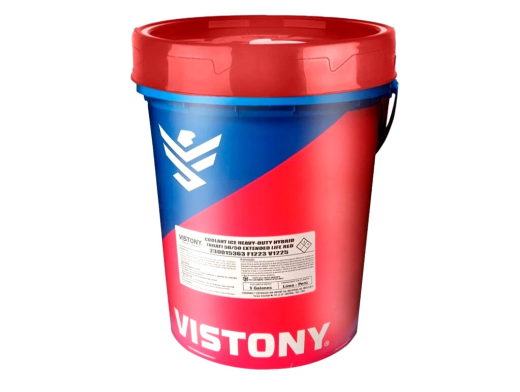 Refrigerante Vistony ICE Heavy Duty Híbrido NOAT 50/50 Rojo – Balde 5 galones